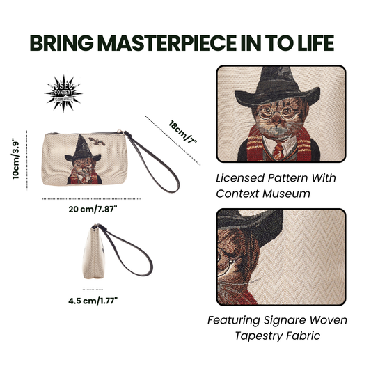 Wristlet “Magical Cat” – Bolsa de Pulso Têxtil Vegana