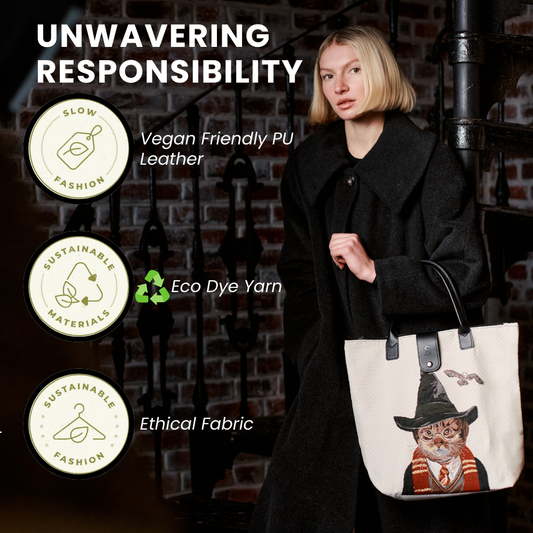 Folding Bag “Magical Cat” – Shopper Dobrável em Tapeçaria Vegana