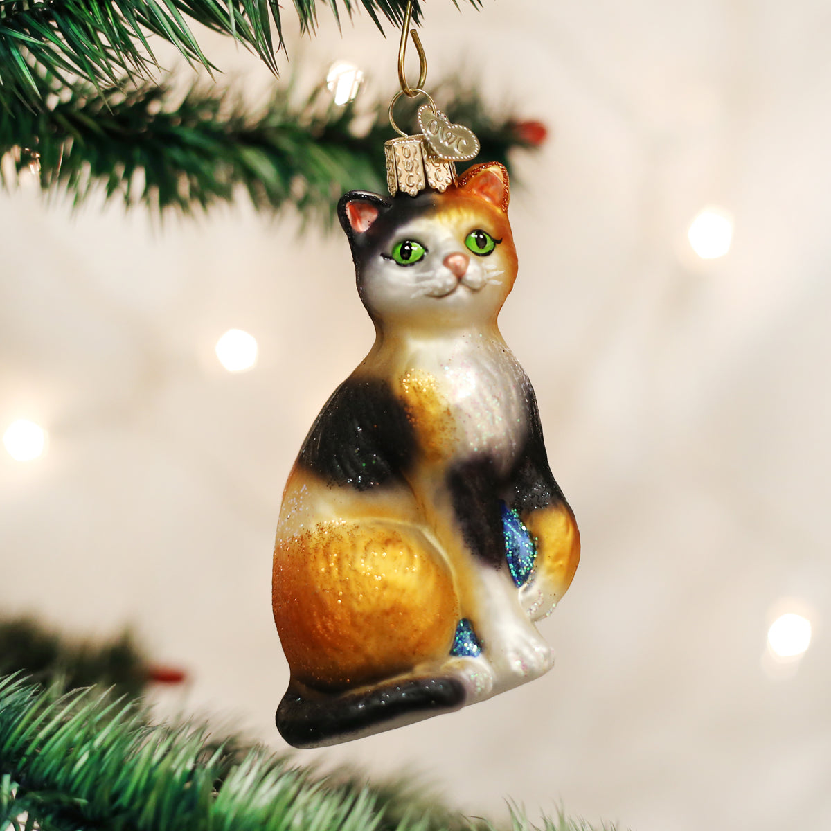 Pendente “Gato Real” – Ornamento de Natal em Vidro