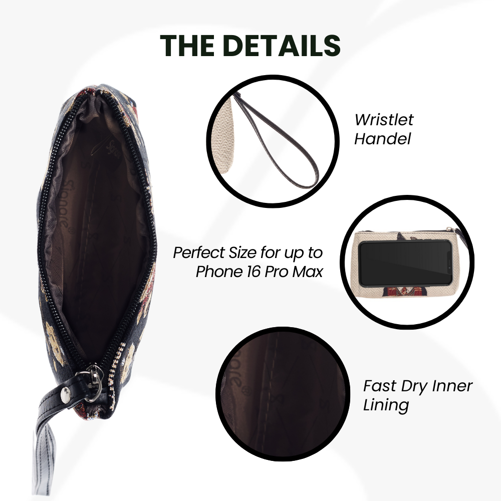 Wristlet “Magical Cat” – Bolsa de Pulso Têxtil Vegana