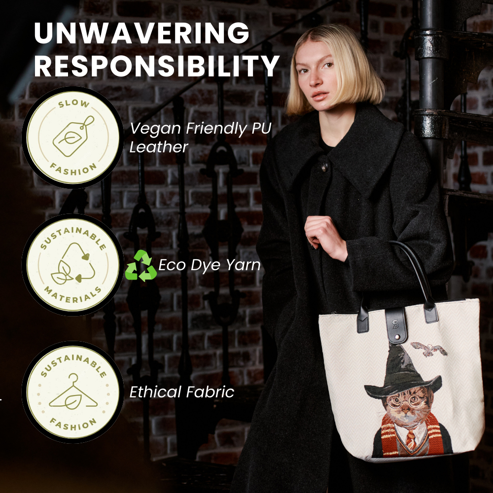 Folding Bag “Magical Cat” – Shopper Dobrável em Tapeçaria Vegana