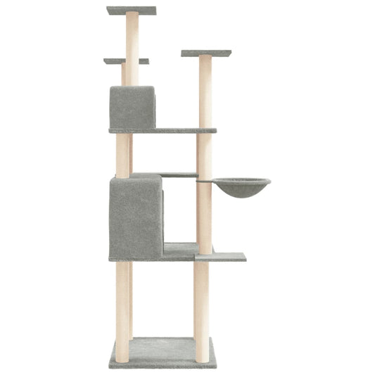 Torre Arranhadora XL com Casas, Cestos e Sisal – Cinzento Claro (166 cm)