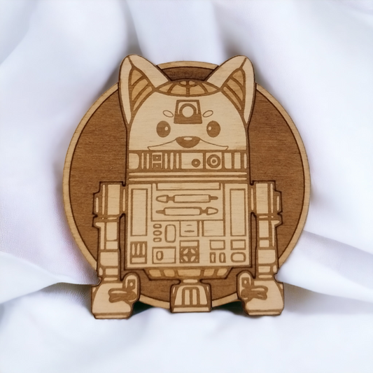 Conjunto 6 Bases “Star Wars Cat” – Porta-Copos em Madeira Natural (Feito à Mão)